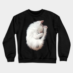 white kitten sleeping Crewneck Sweatshirt